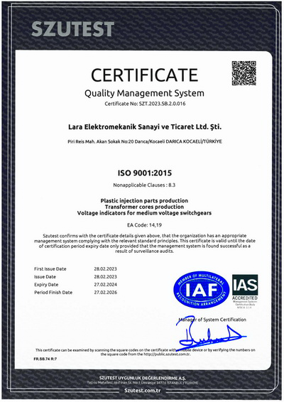 ISO 9001:2015 certified company